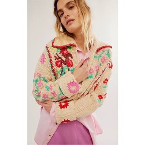 Free People Multicolor Crochet Cardigan